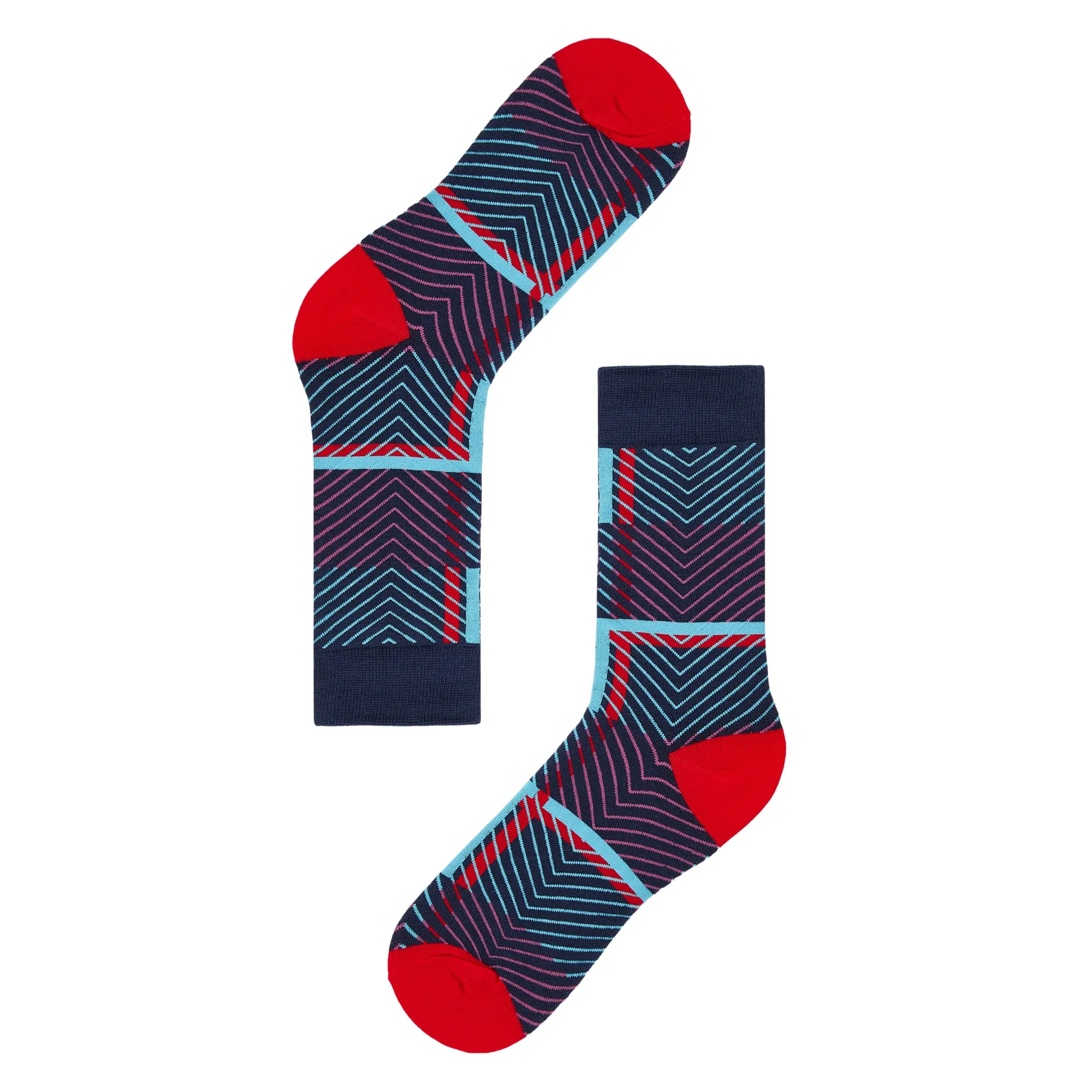 Lines Printed Crew Length Socks