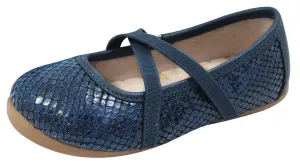 Livie & Luca Girl's Aurora Ballet Flat, Navy Snake