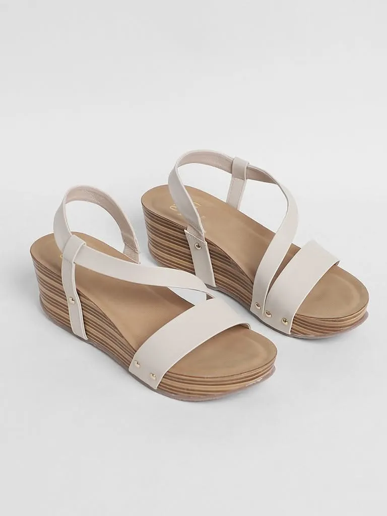 LUNA BLU Ivory-Coloured Cross Strap Sling-Back Sandals