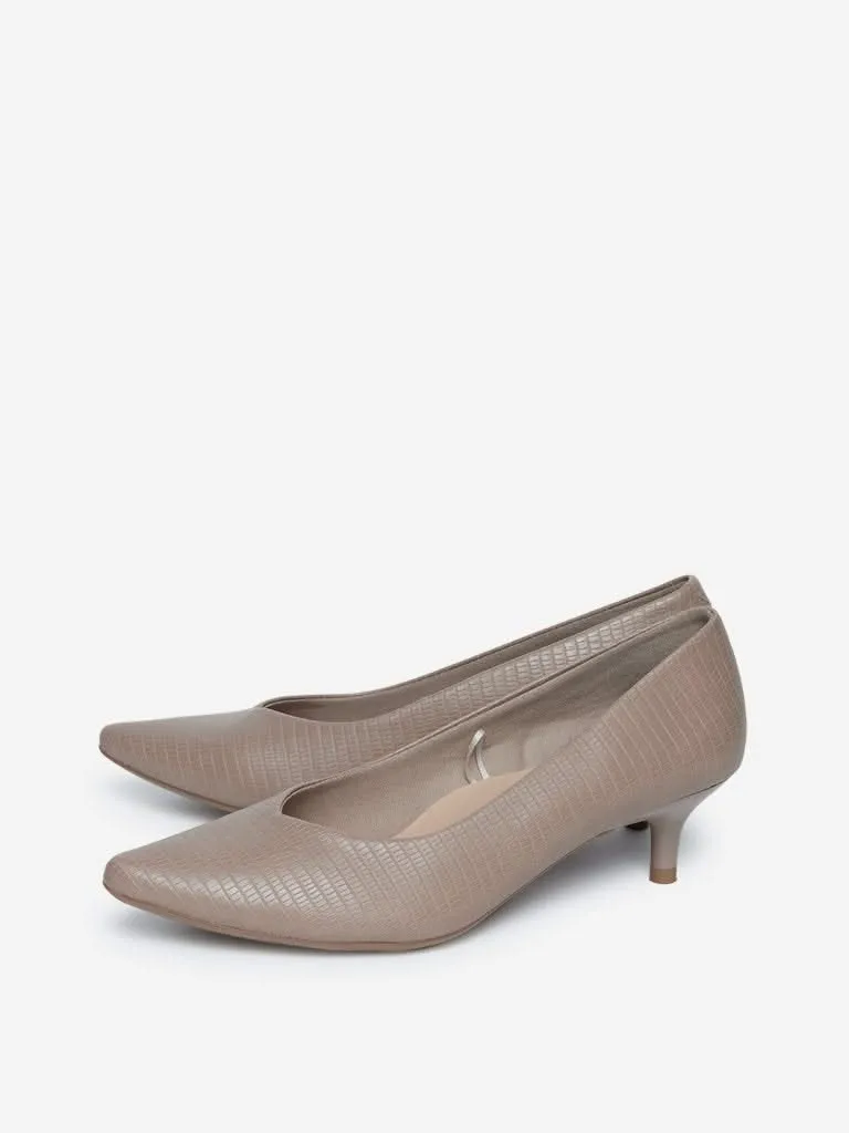 LUNA BLU Taupe Comfort-Fit Textured Pumps