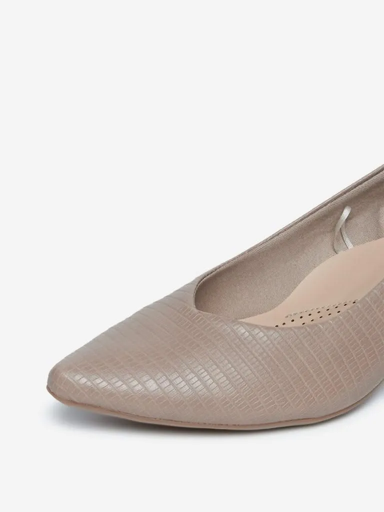 LUNA BLU Taupe Comfort-Fit Textured Pumps