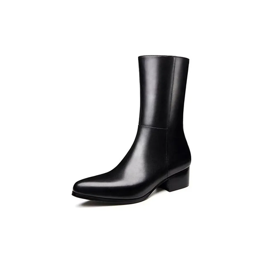 LuxeLeather Chic Pointed Toe Mid-Calf Boots