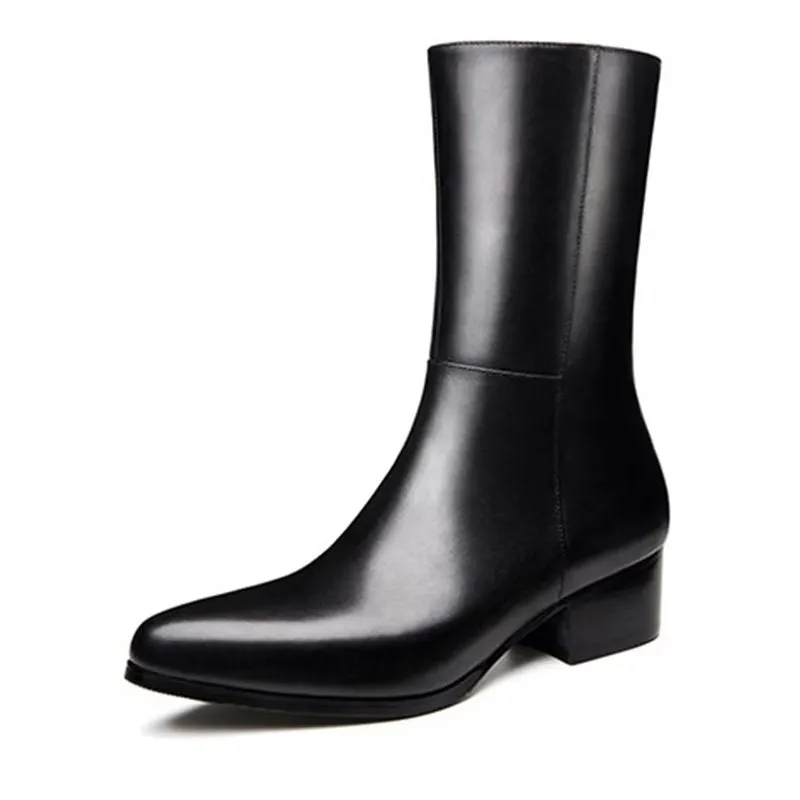 LuxeLeather Chic Pointed Toe Mid-Calf Boots