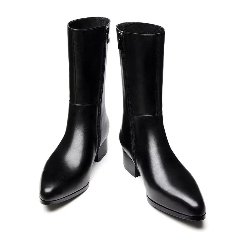 LuxeLeather Chic Pointed Toe Mid-Calf Boots