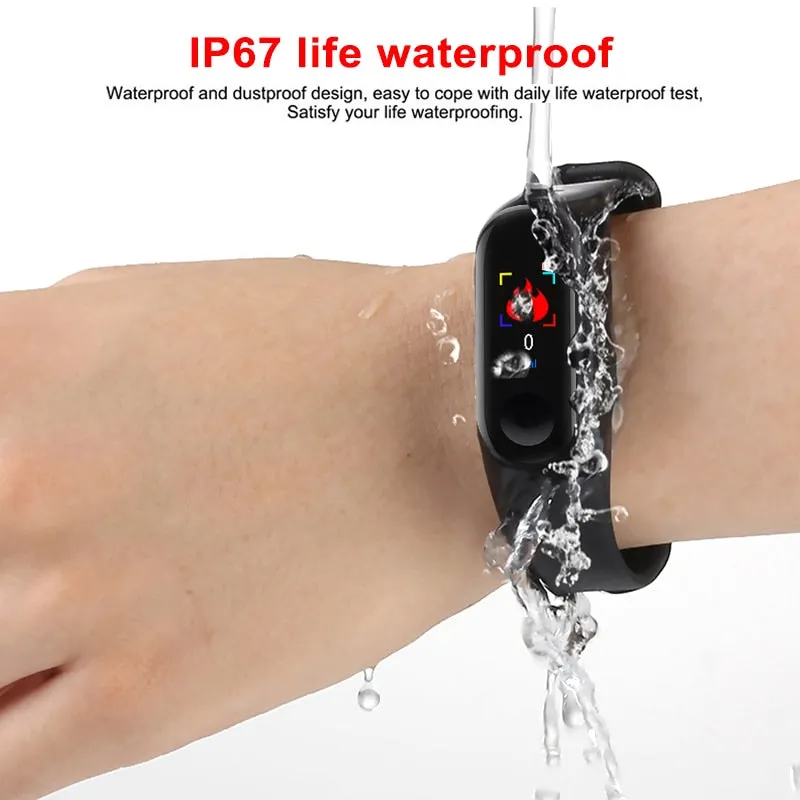 M4 Water-resistant Smart Fitness Band (with a Colour Screen, Fitness Tracker, BP, Heart Rate Monitor)