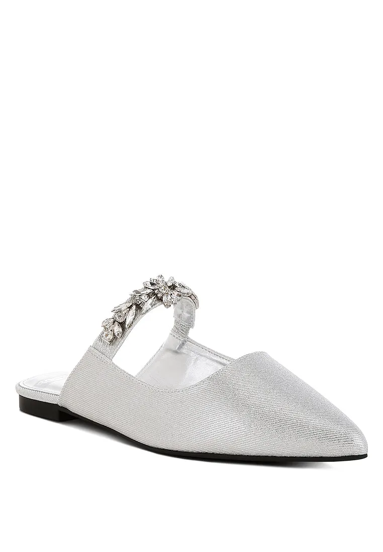 Magnum Diamante Strap Glitter Mules