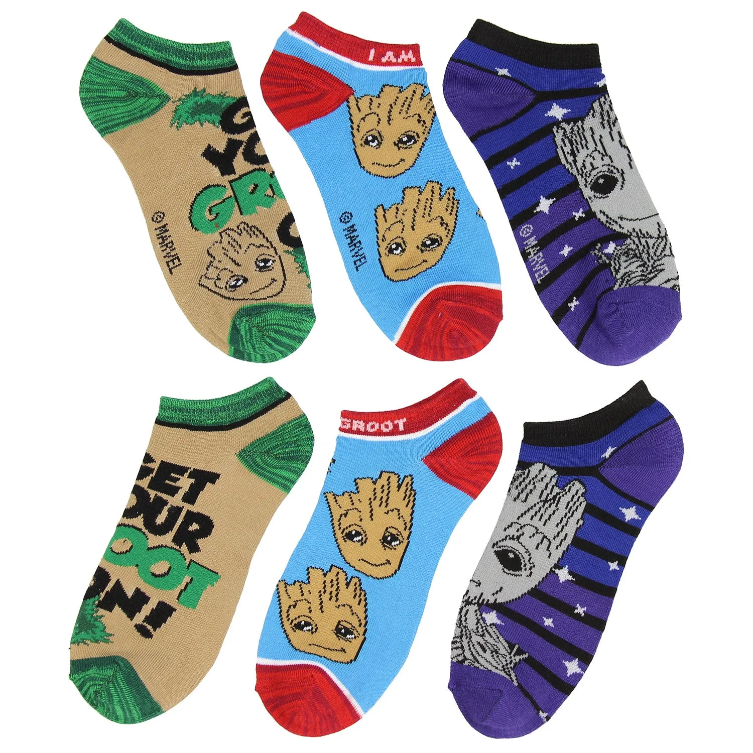 Marvel Guardians of The Galaxy I Am Groot 3 Pack Ankle Socks