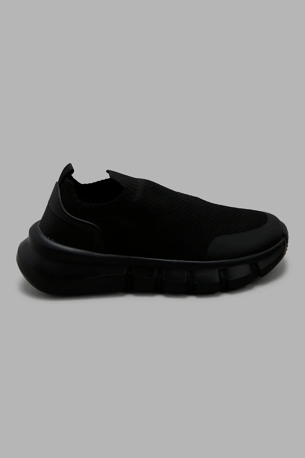 Men Black Knitted Slip On