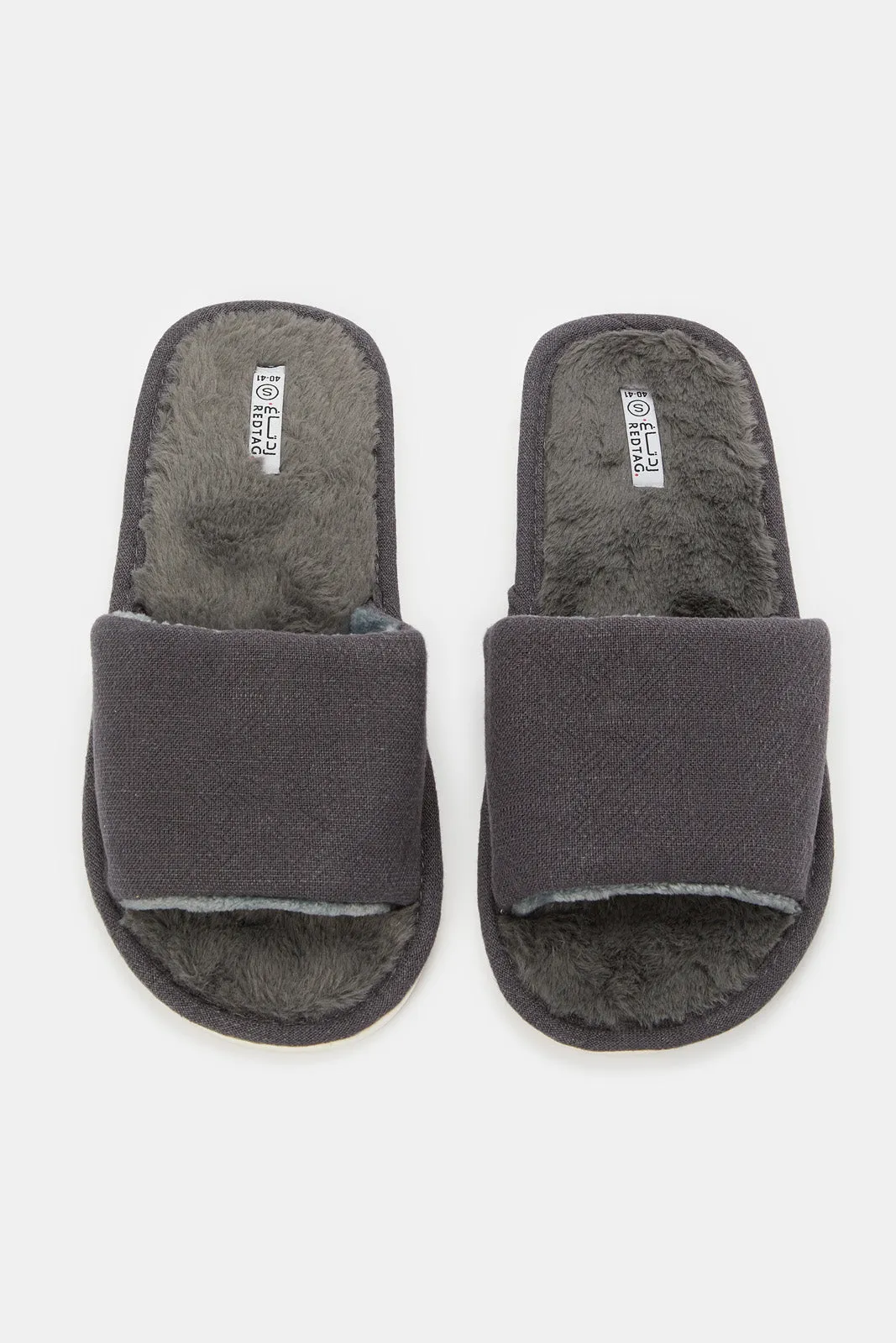 Men Grey Fur Slipper