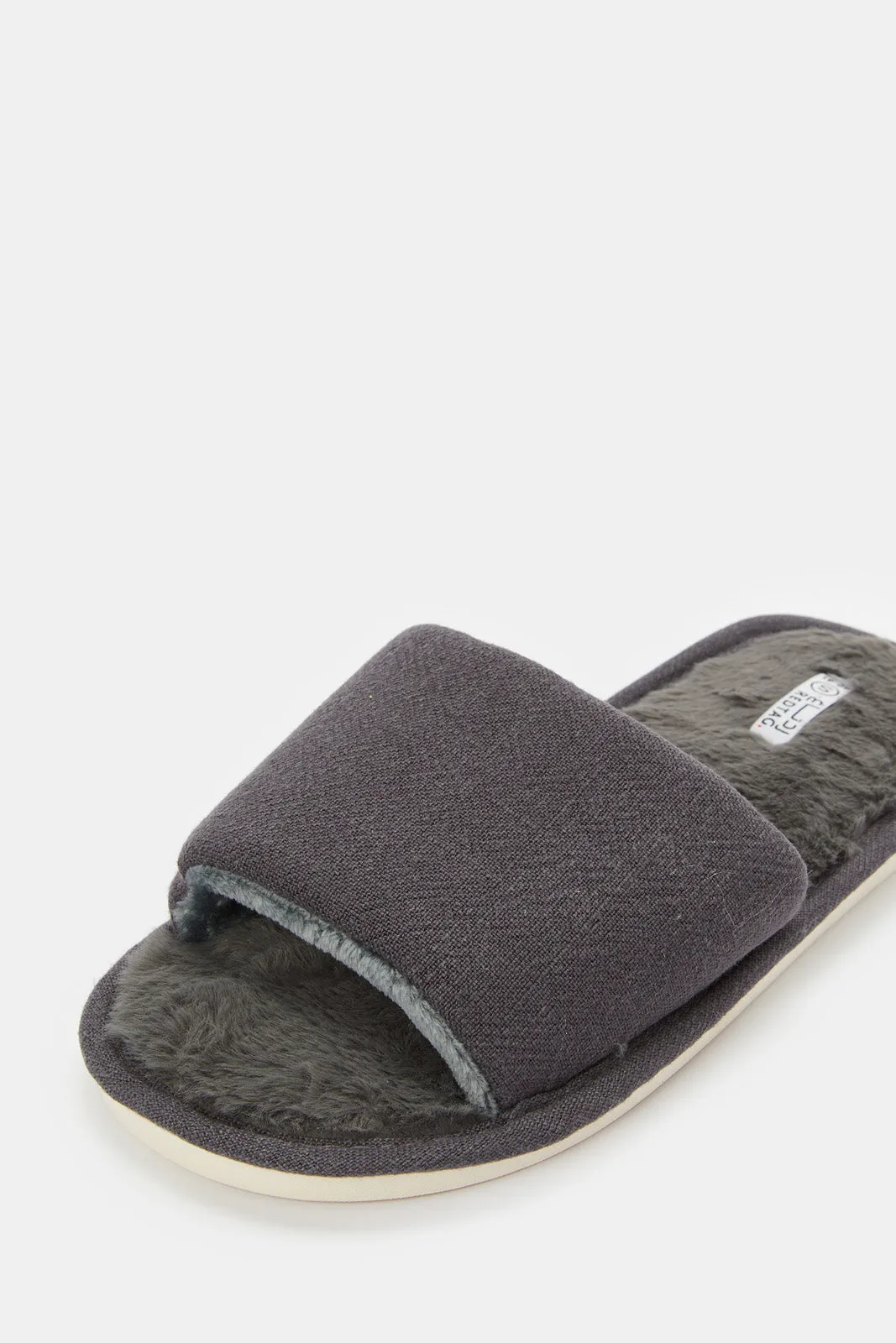 Men Grey Fur Slipper