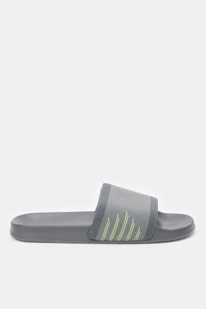 Men Grey Knitted Slide