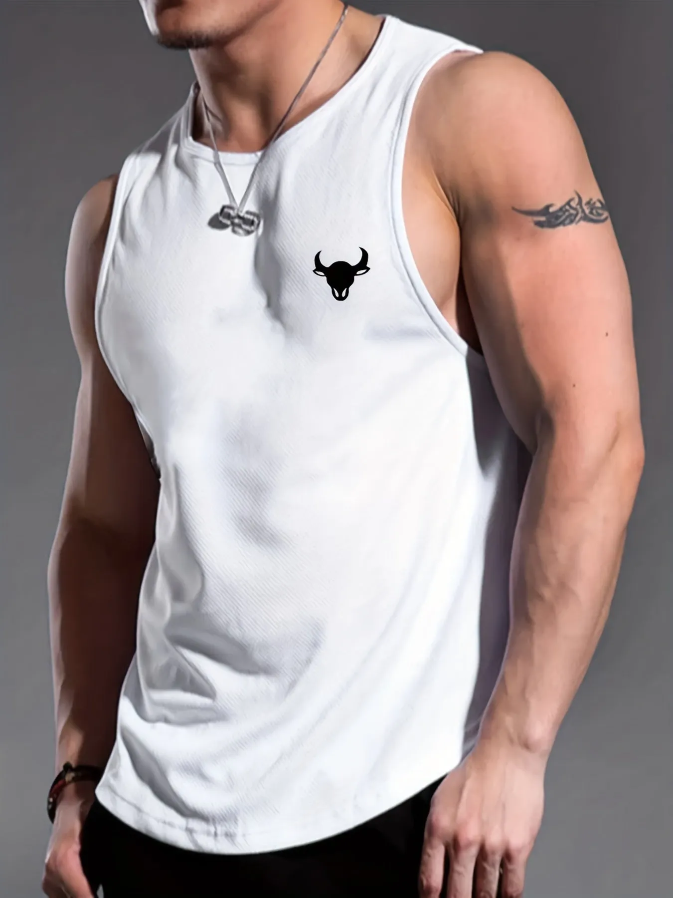 Men's Casual Bottoming Fitness Training Sports White Vest For Summer