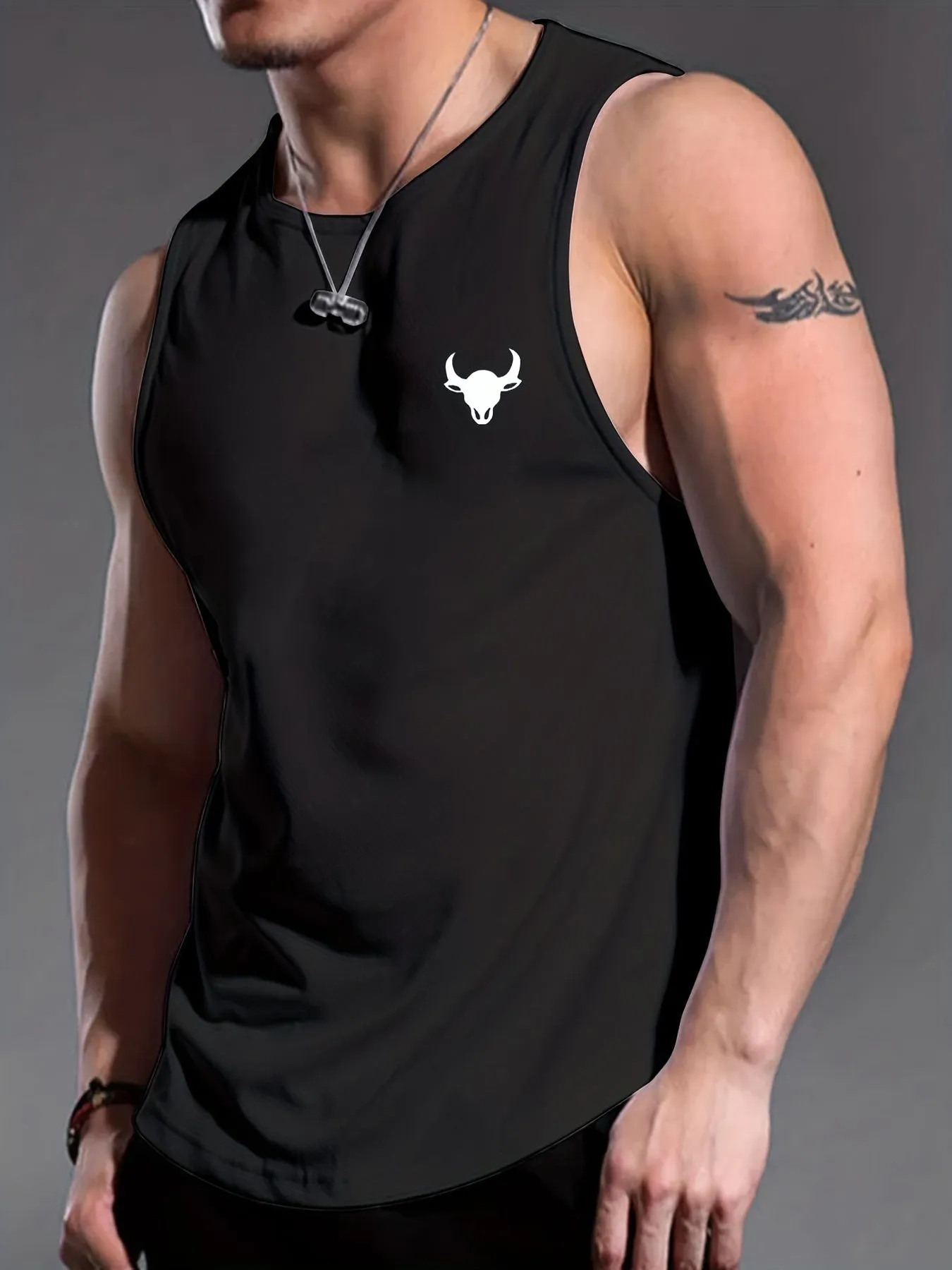 Men's Casual Bottoming Fitness Training Sports White Vest For Summer