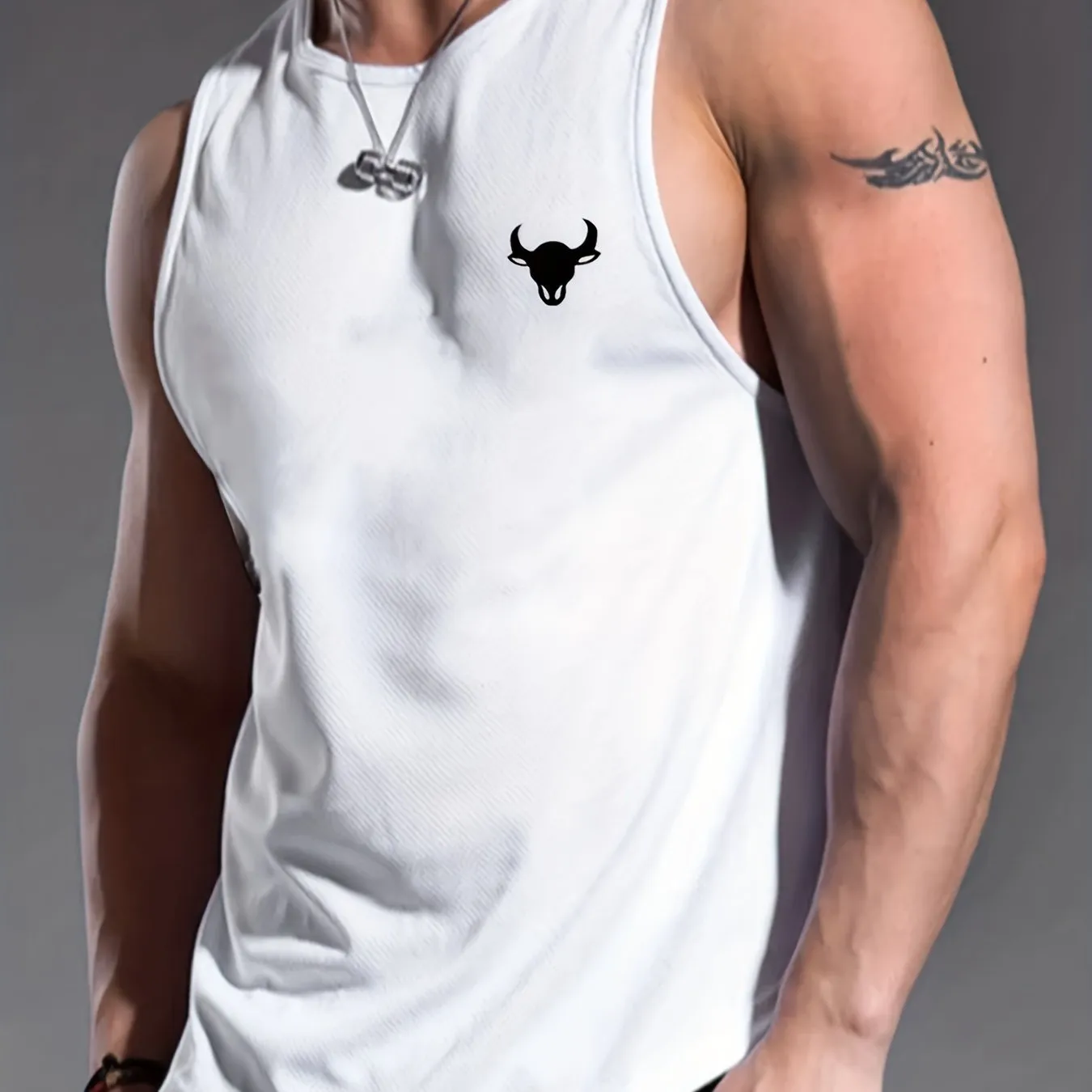 Men's Casual Bottoming Fitness Training Sports White Vest For Summer