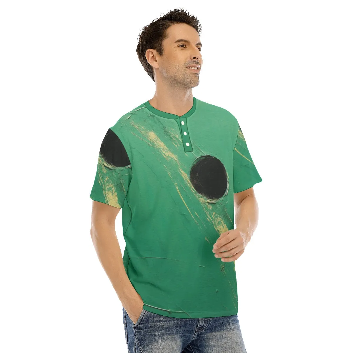 Men's Short Sleeve T-shirt With Button Closure #y187