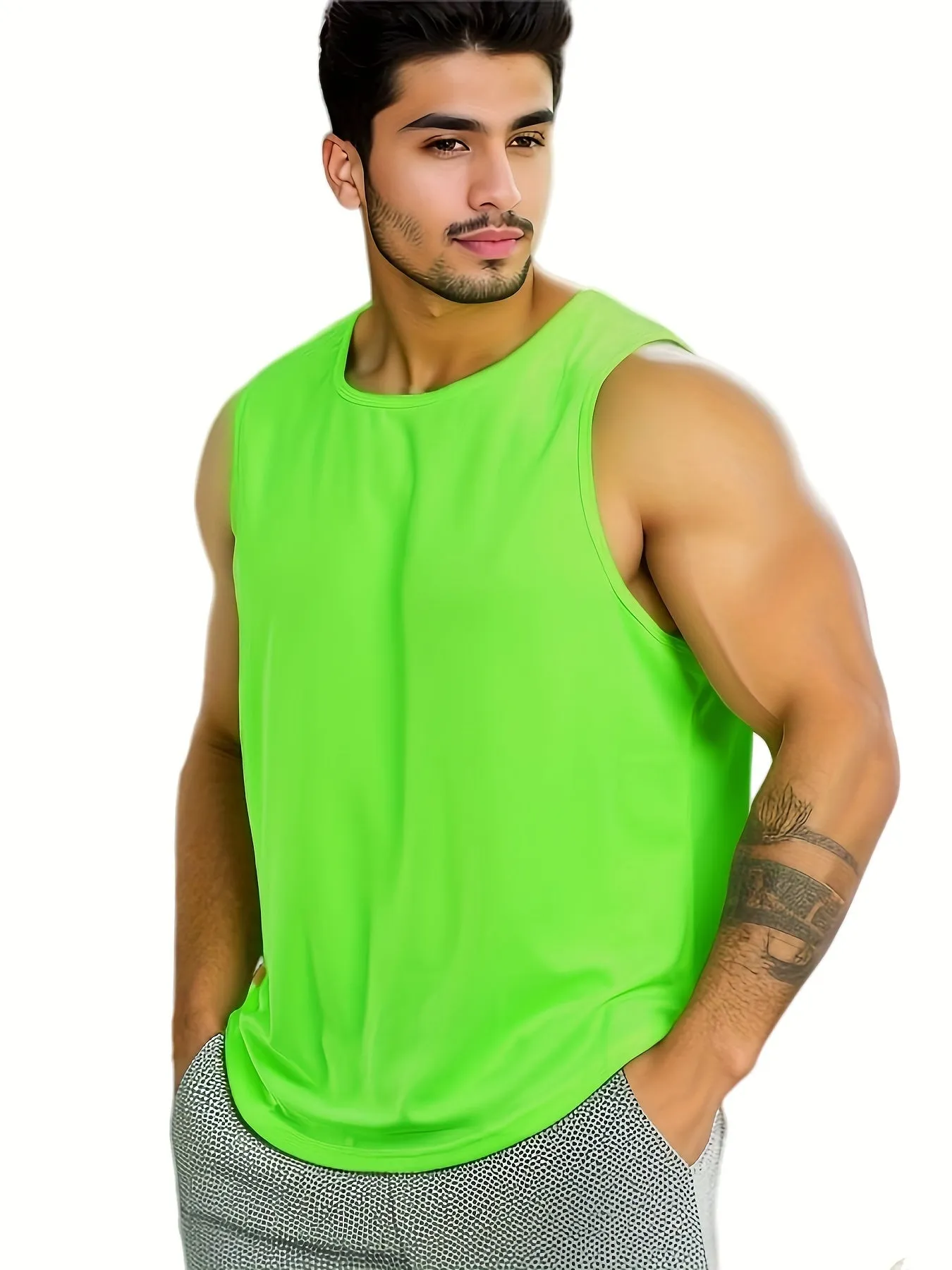 Men's Sleeveless Workout Sport Vest, Quick Dry Athletic Tank Top For Running Training Fitness Gym