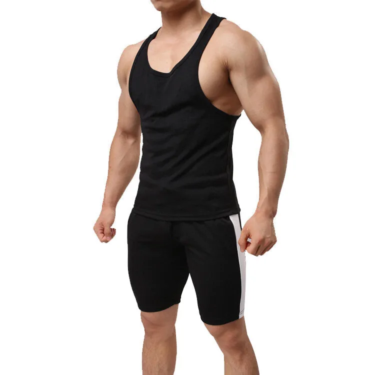 Men's Sports Vest Summer Sportswear Set Cotton Sleeveless Sling Sports Suit Men's Clothing Casual Fitness Running Sports Training Outdoor Sports Vest