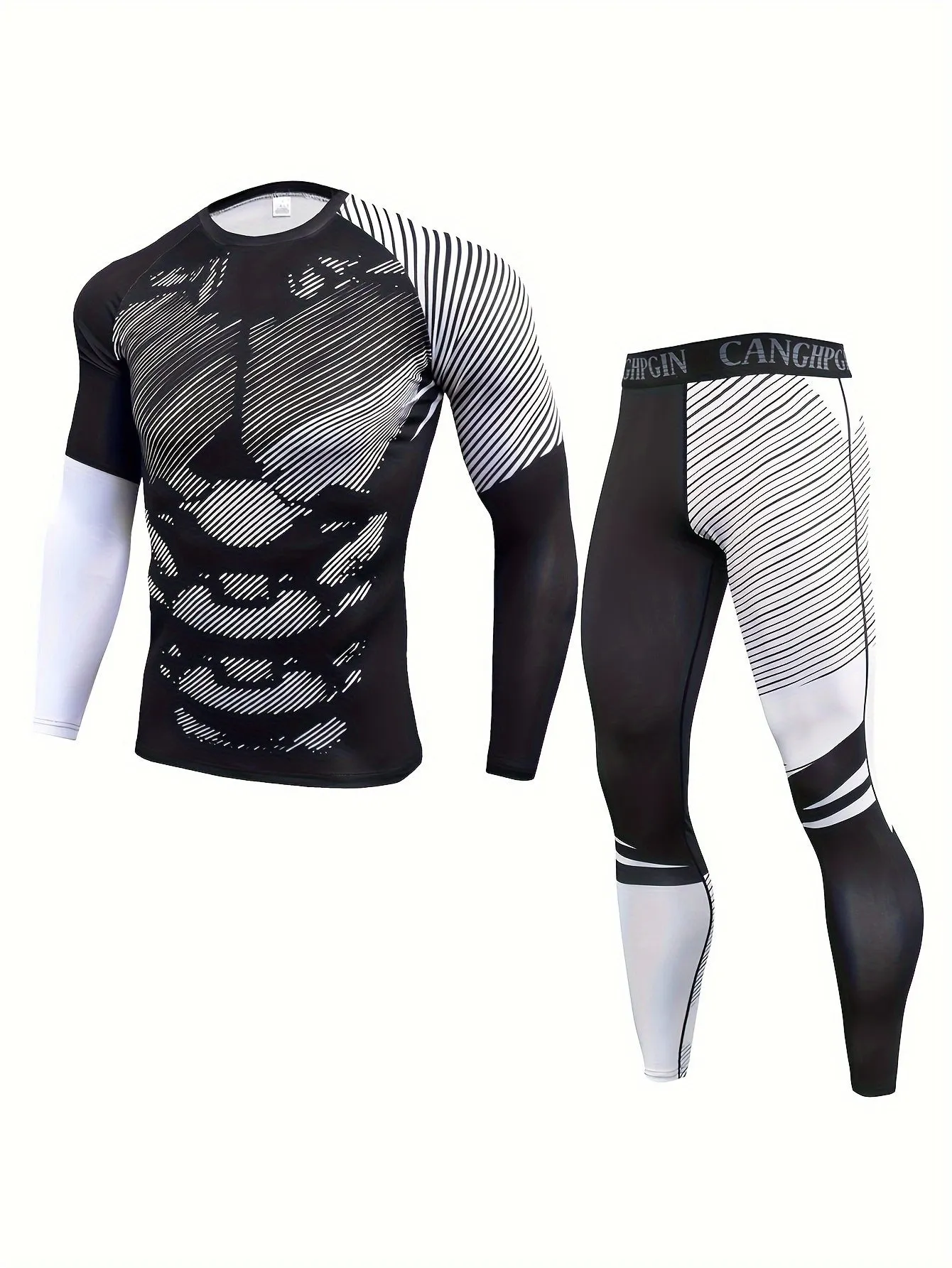 Men's Thermal Compression Fitness Set - Quick-Dry, Skin-Tight, Long Sleeve Shirt and Leggings for Running, Gym, Yoga - Breathable, Moisture-Wicking, Four-Way Stretch Base Layer for Cold Weather