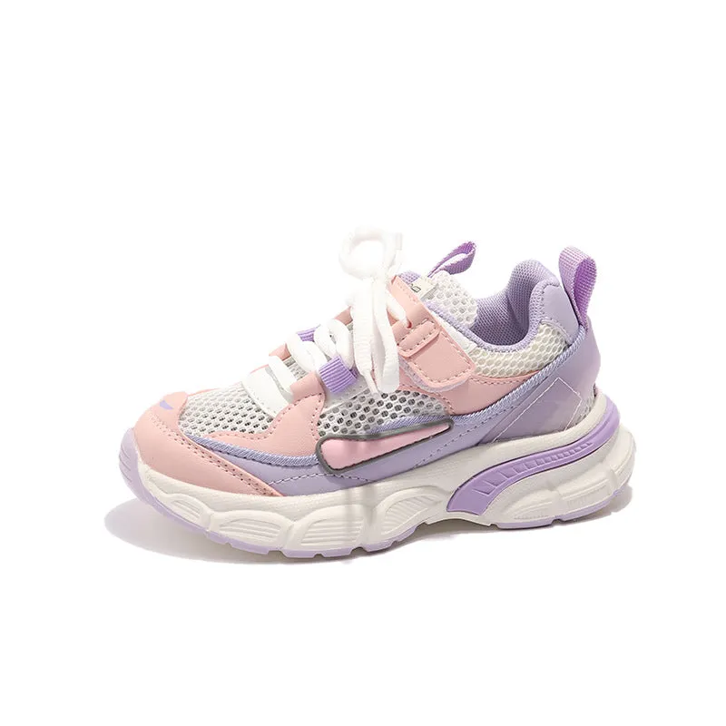 Mesh Lace Design Sneakers - Pink