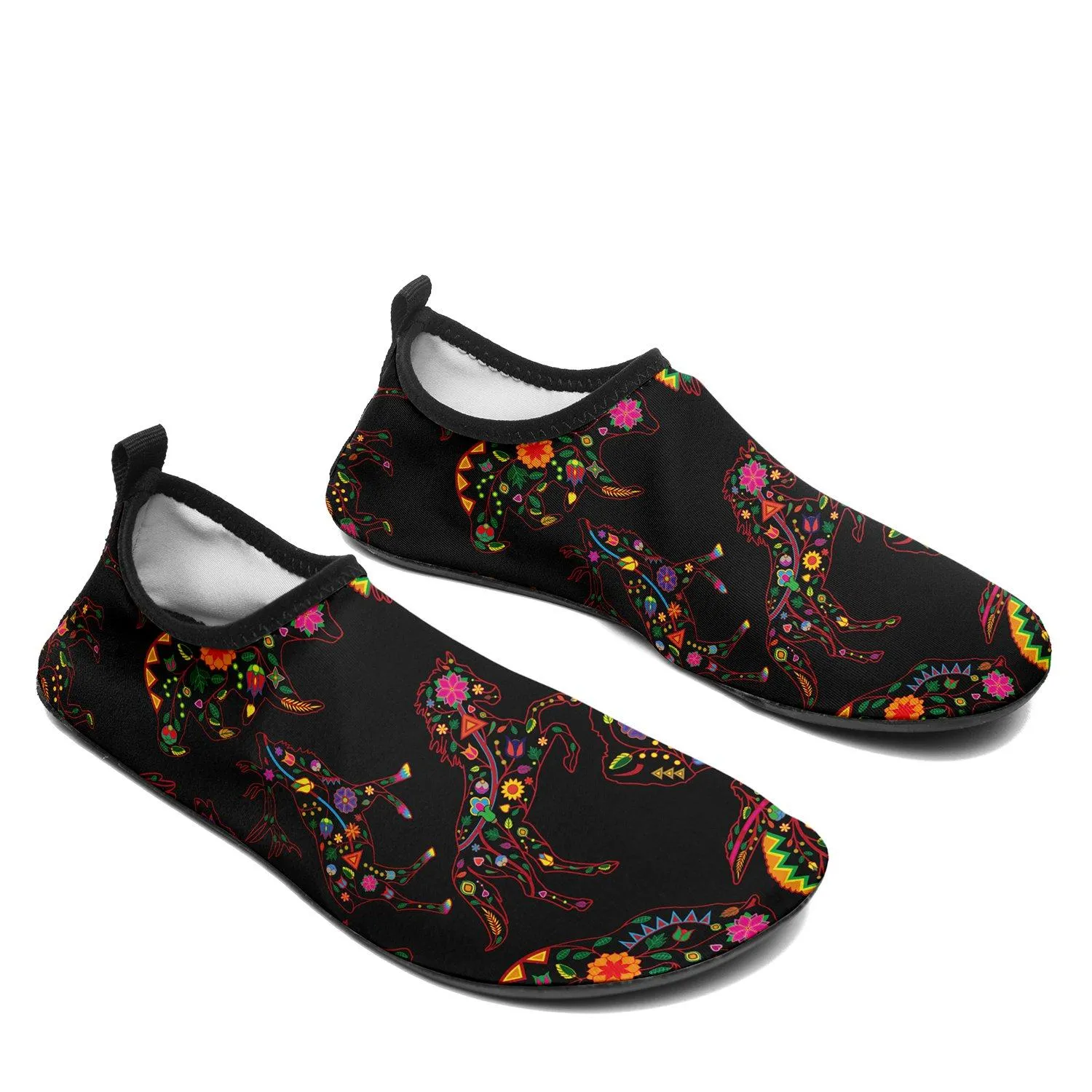 Neon Floral Animals Sockamoccs Kid's Sockamoccs Slip On Shoes