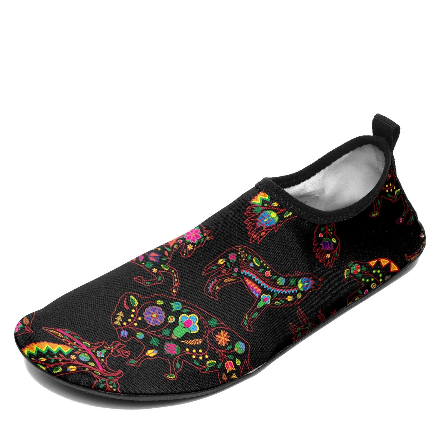 Neon Floral Animals Sockamoccs Kid's Sockamoccs Slip On Shoes