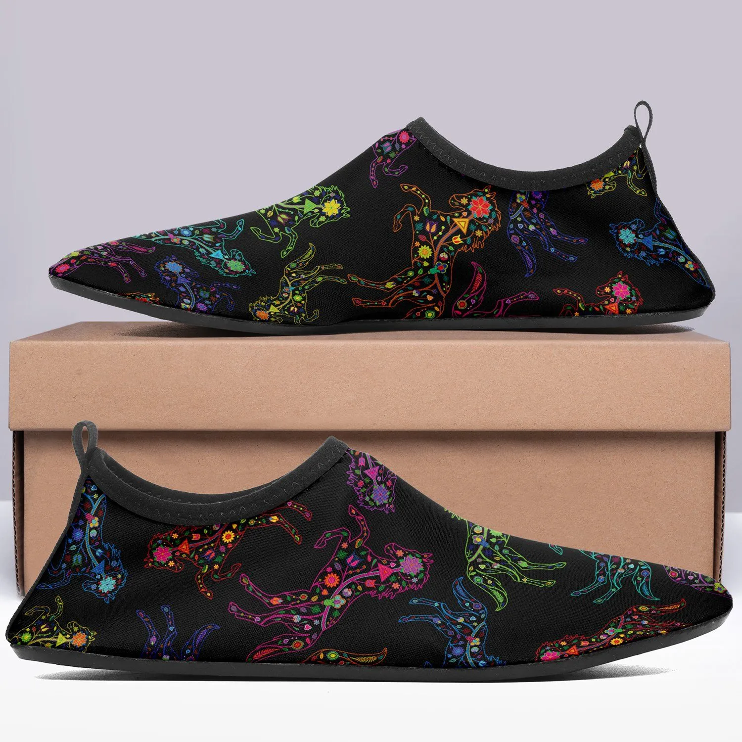 Neon Floral Horses Sockamoccs