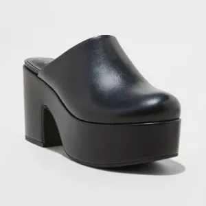 New - Women's Cheyenne Platform Clog Heels - A New Day Black 7.5