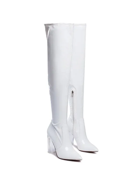 NOIRE THIGH HIGH LONG BOOTS IN PATENT PU - online exclusive