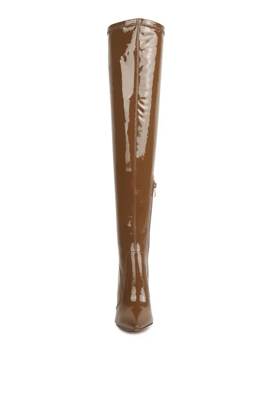 NOIRE THIGH HIGH LONG BOOTS IN PATENT PU - online exclusive