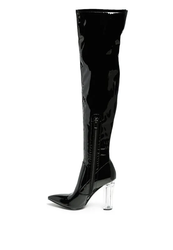 NOIRE THIGH HIGH LONG BOOTS IN PATENT PU - online exclusive