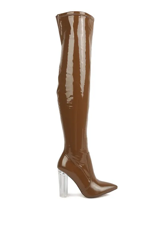 NOIRE THIGH HIGH LONG BOOTS IN PATENT PU - online exclusive