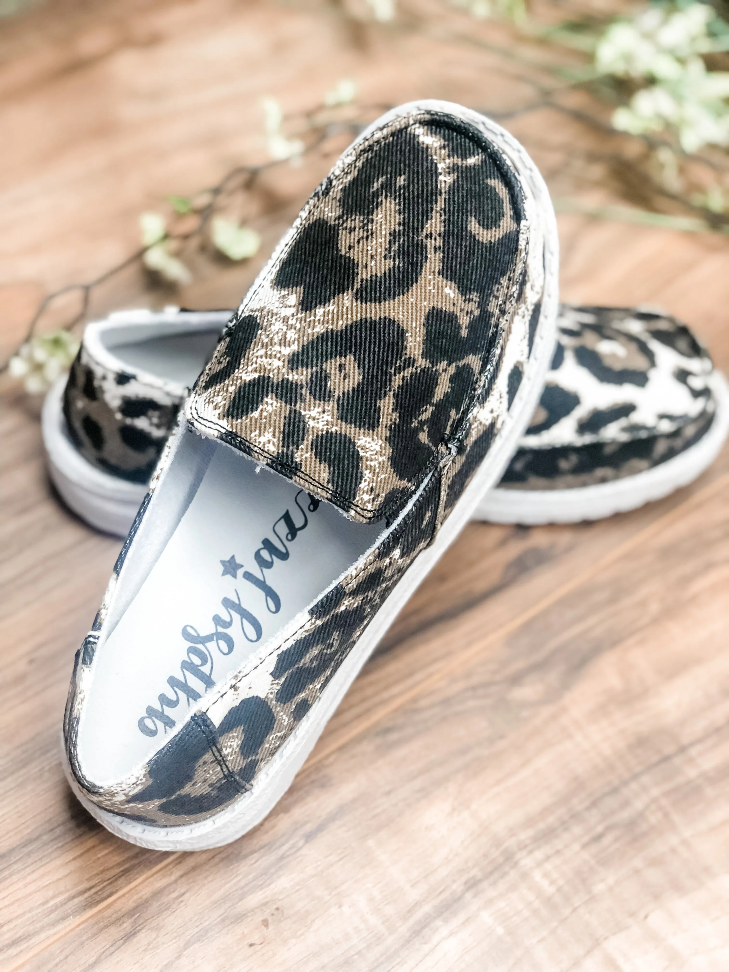 *Outlet* Sami Slip Ons (White & Black Leopard)