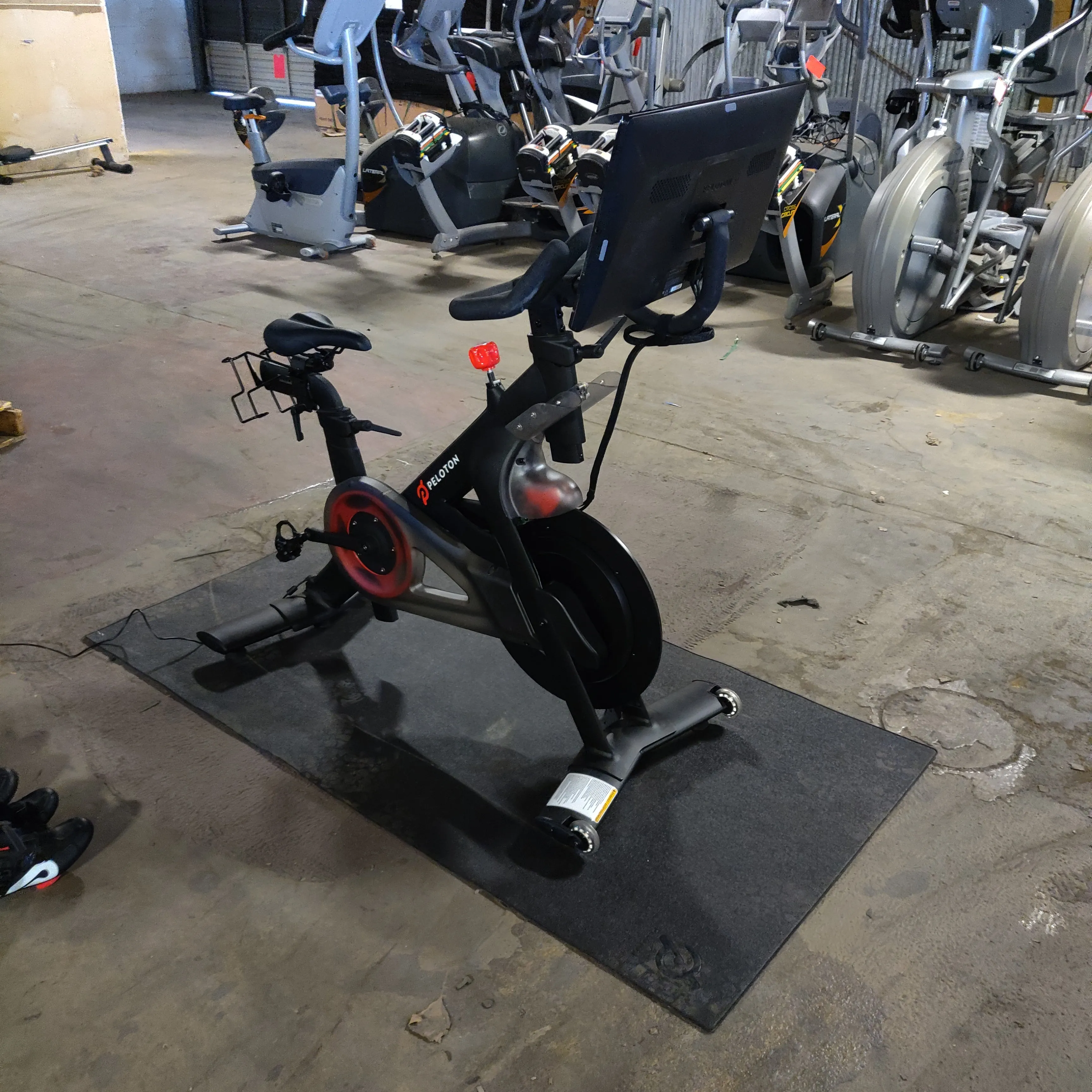 Peloton Upright Exercise Bike with Shoes and Mat