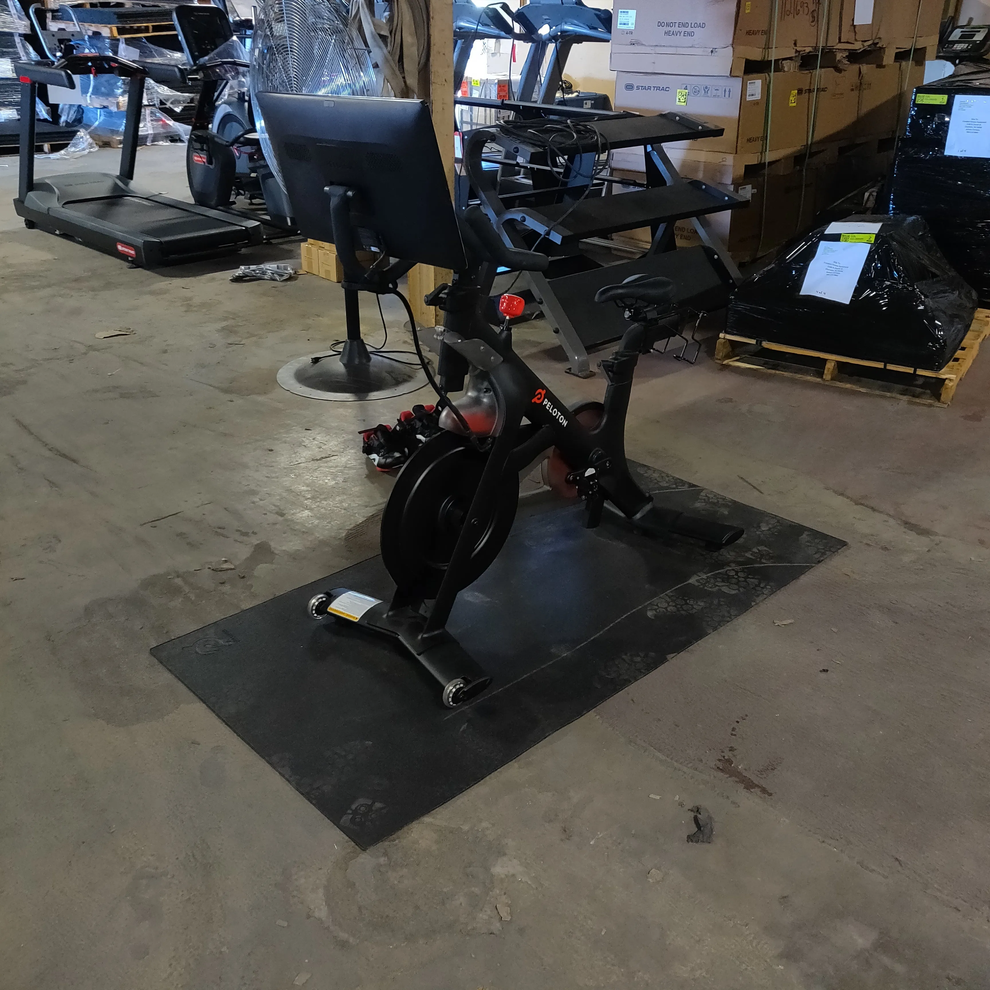 Peloton Upright Exercise Bike with Shoes and Mat