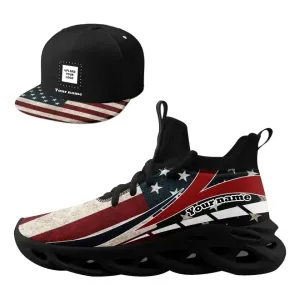 Personalized Special Combo for Veteran, Custom Patriotic Shoes and Hat, Stylish Flag Shoes and Hat