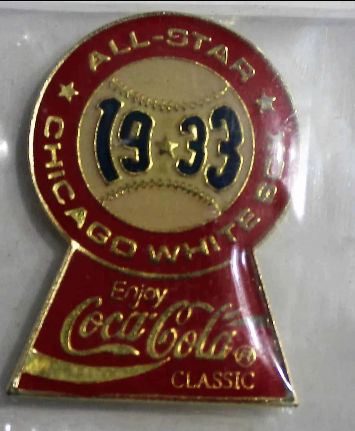 Pin, Coca-Cola White Sox, Comiskey Park Commemorative Pin, NOS 1983