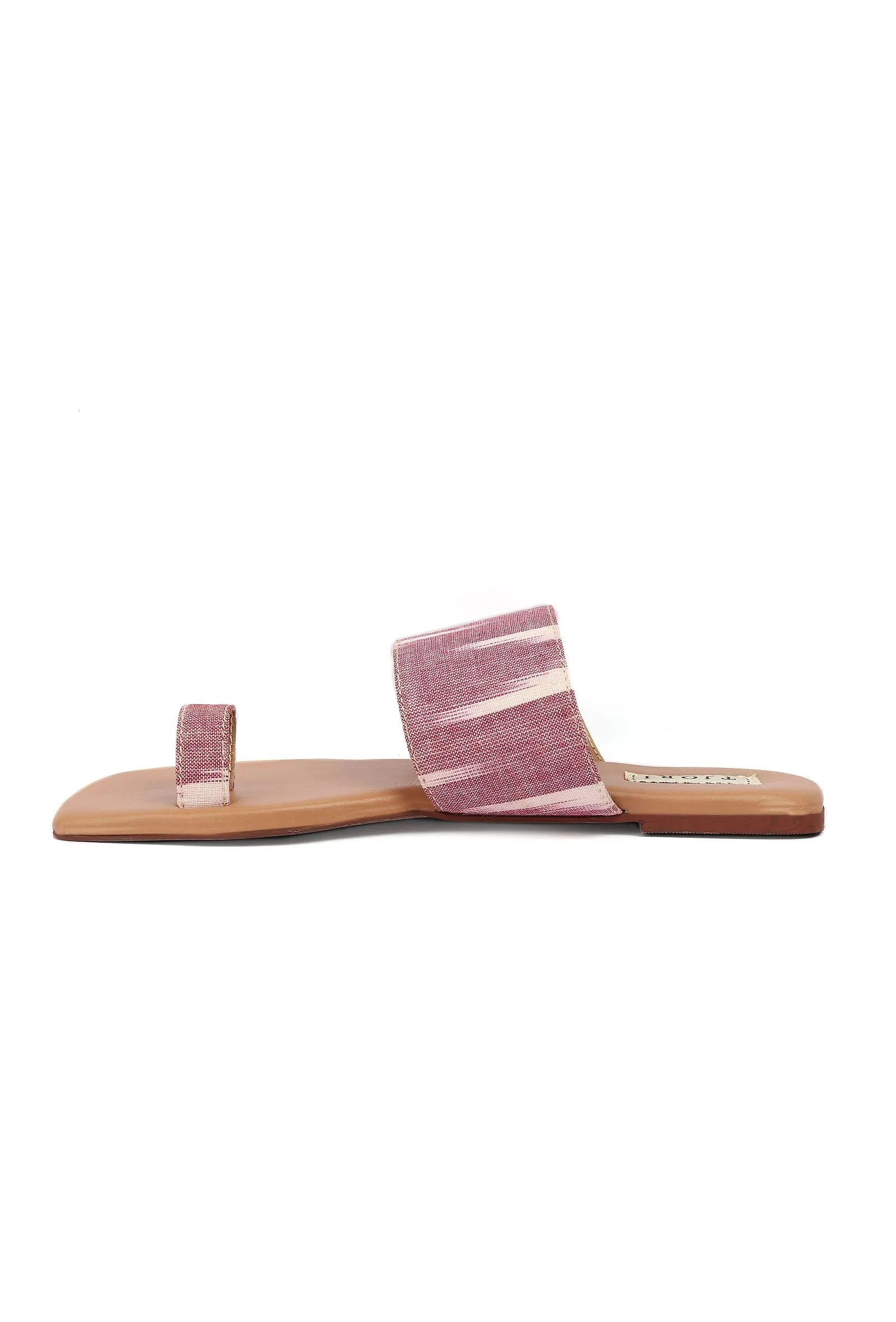 Pink & Cinnamon Brown Ikat One Toe Cruelty Free Leather Flats