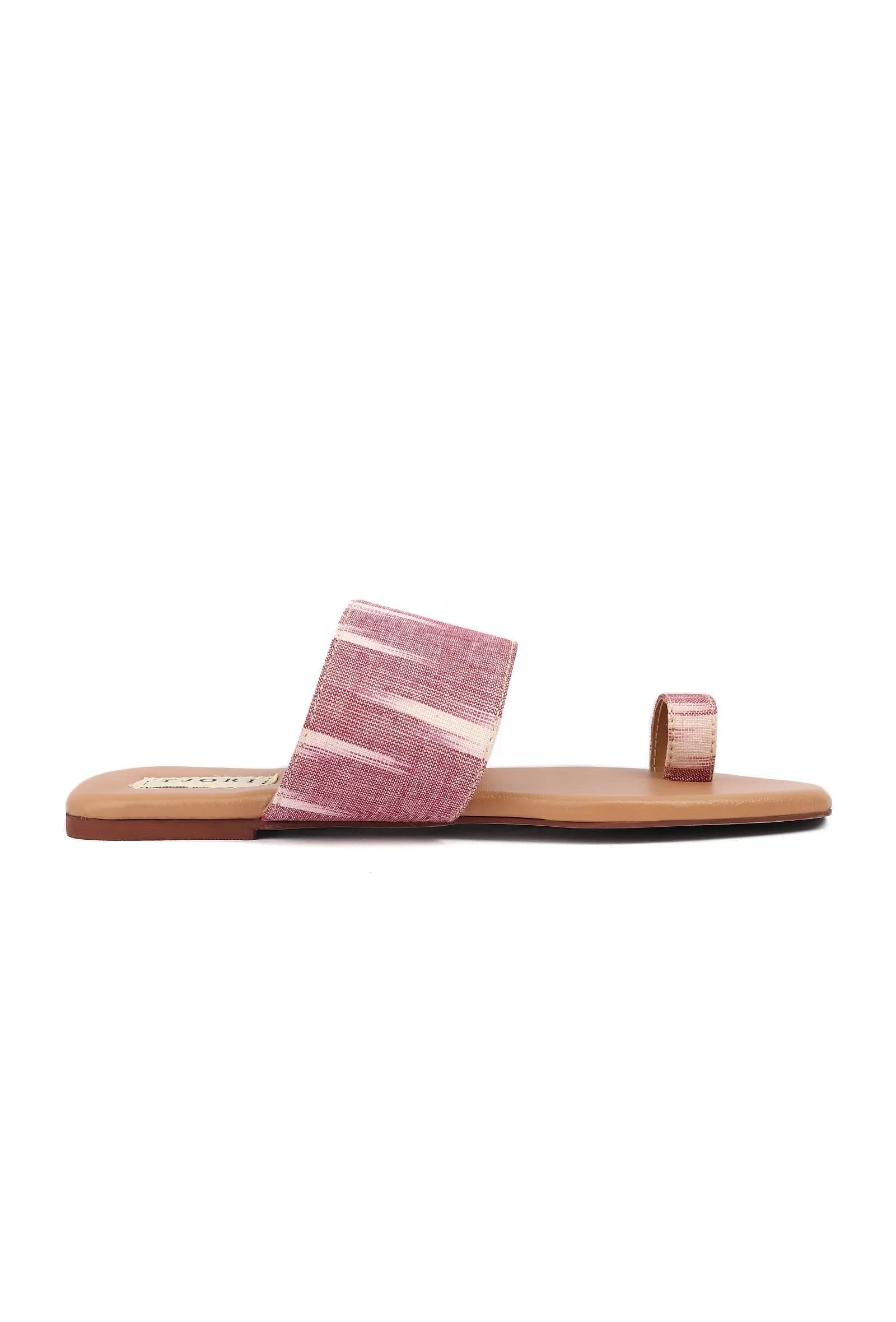 Pink & Cinnamon Brown Ikat One Toe Cruelty Free Leather Flats