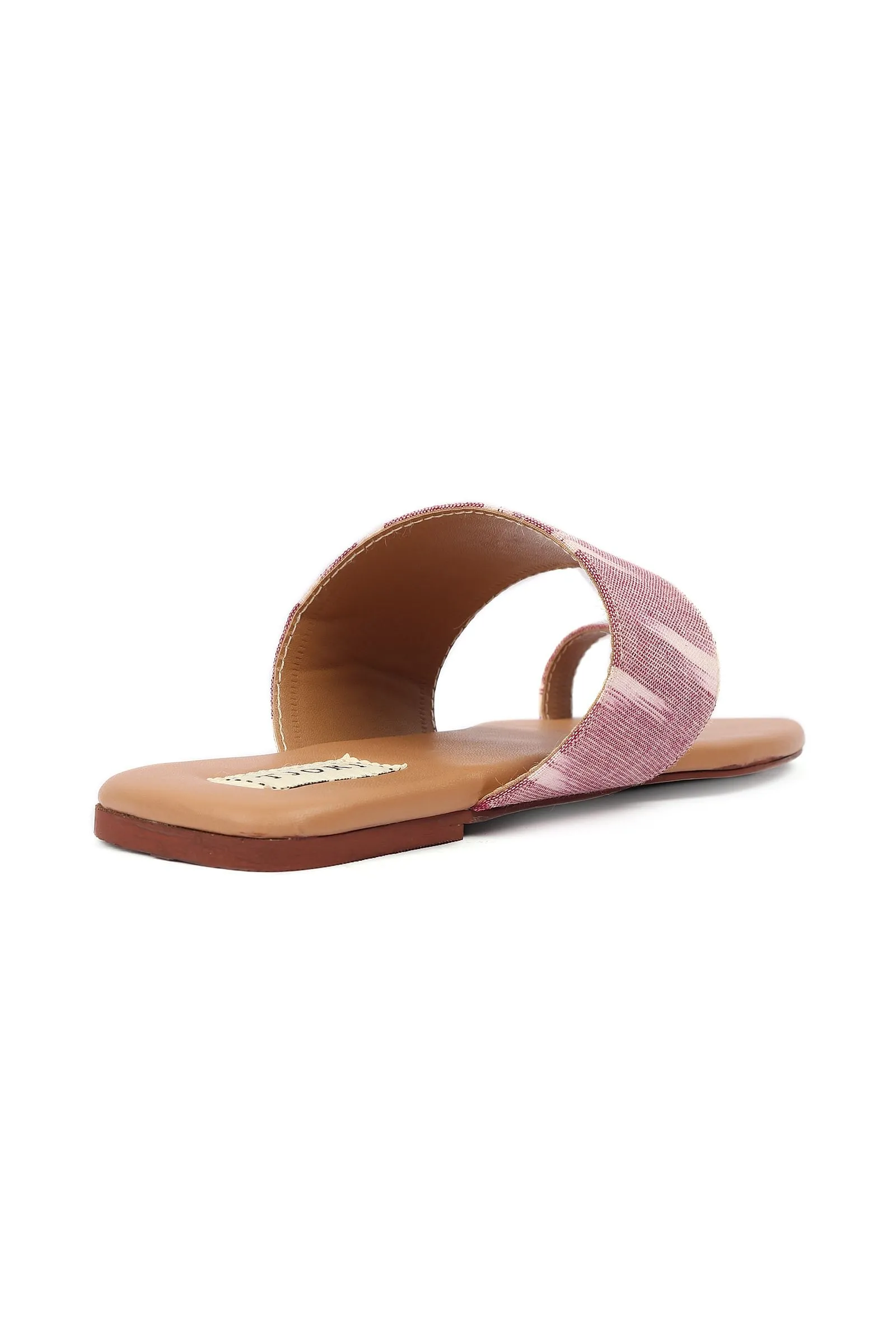 Pink & Cinnamon Brown Ikat One Toe Cruelty Free Leather Flats