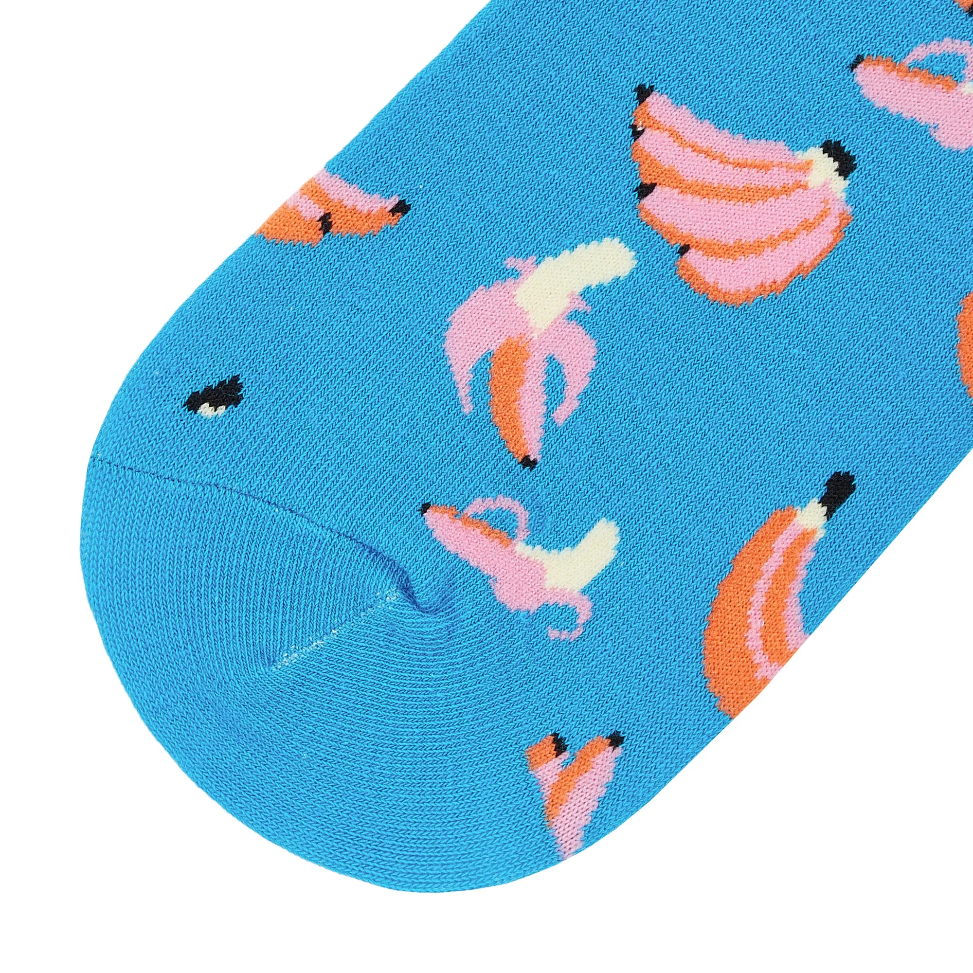 Pink Banana Printed Crew Length Socks