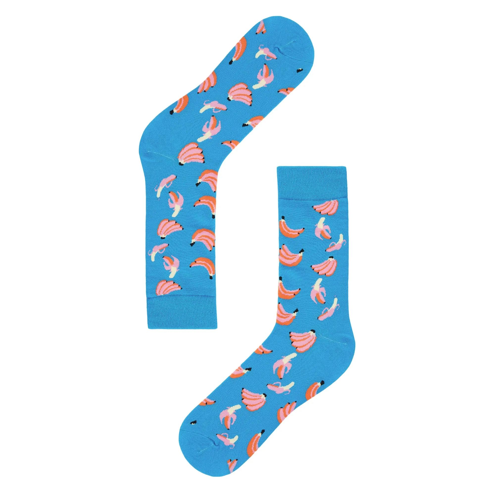 Pink Banana Printed Crew Length Socks