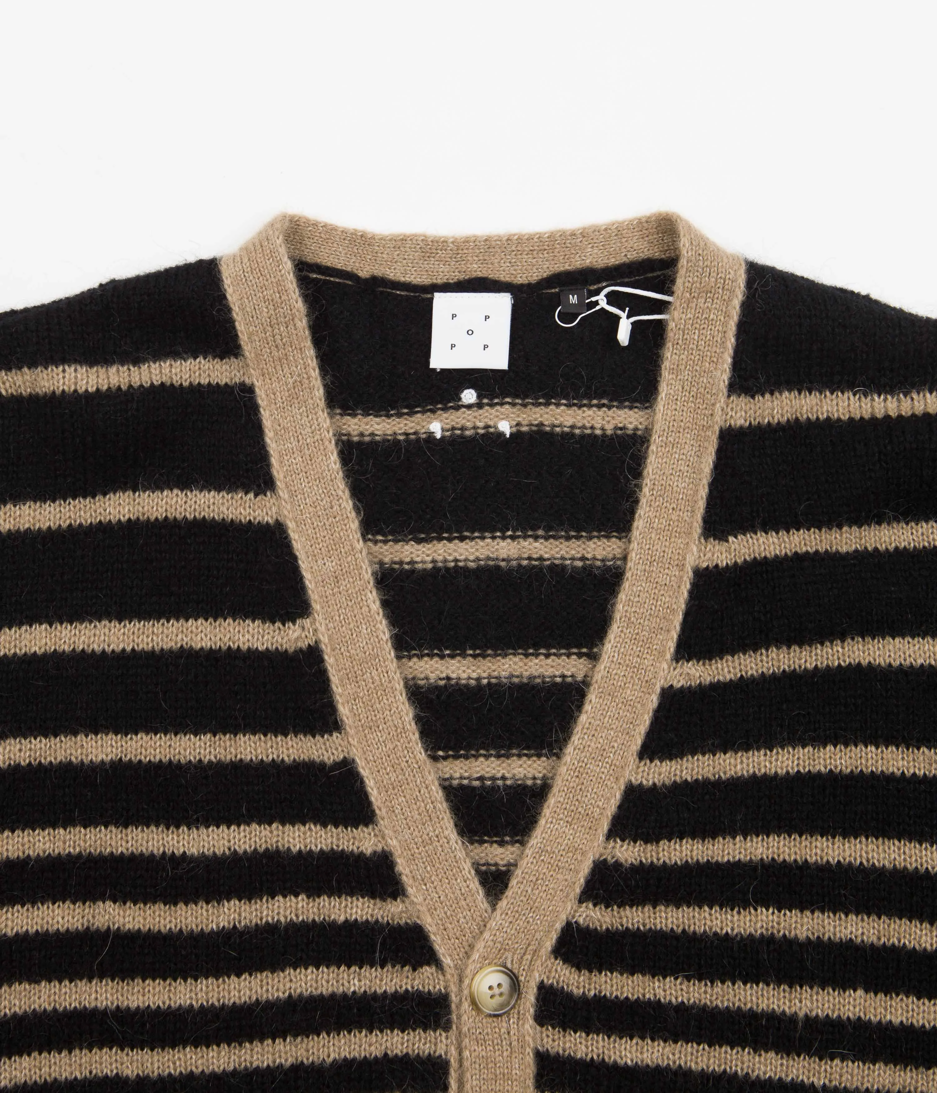 Pop Trading Company Knitted Cardigan - Sesame / Black