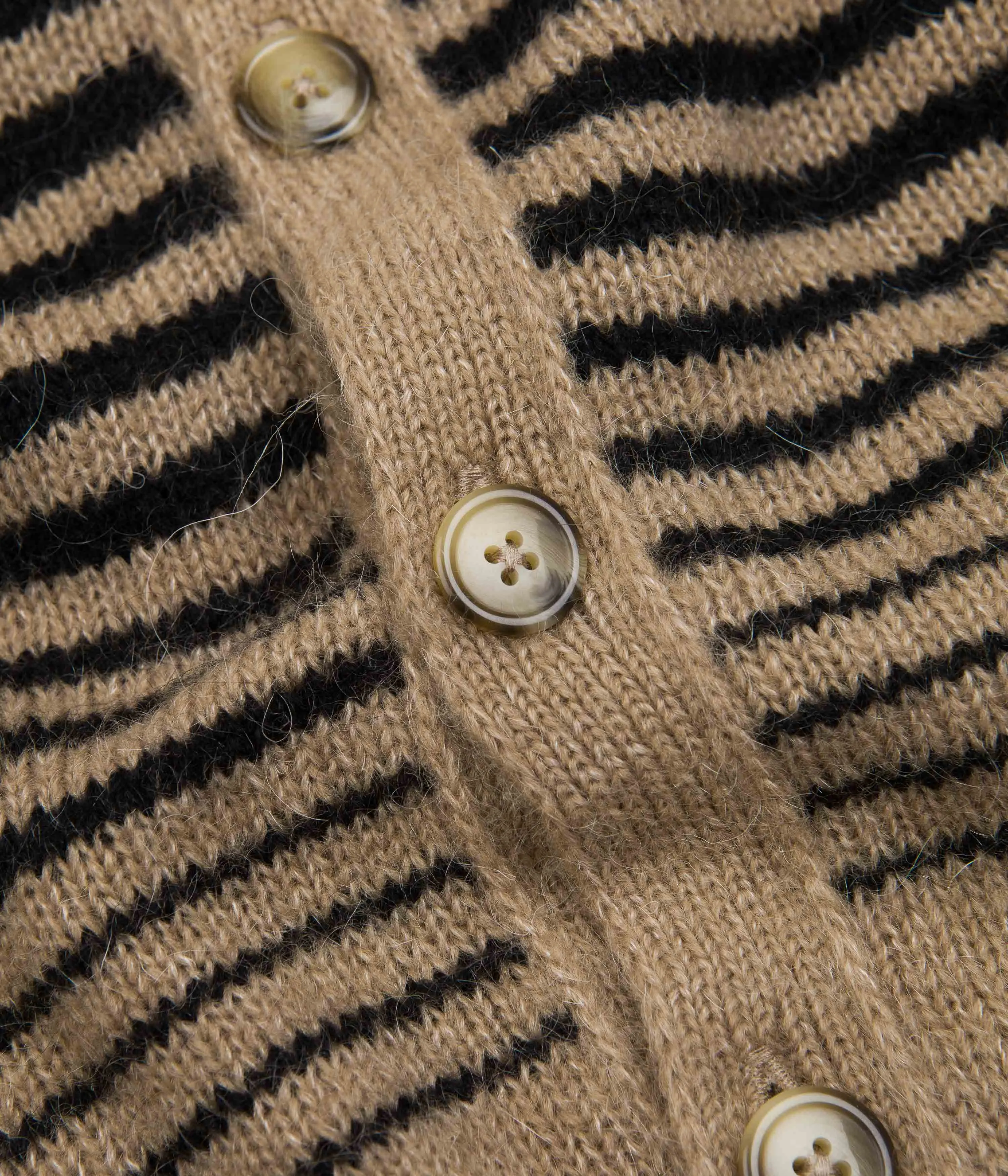 Pop Trading Company Knitted Cardigan - Sesame / Black