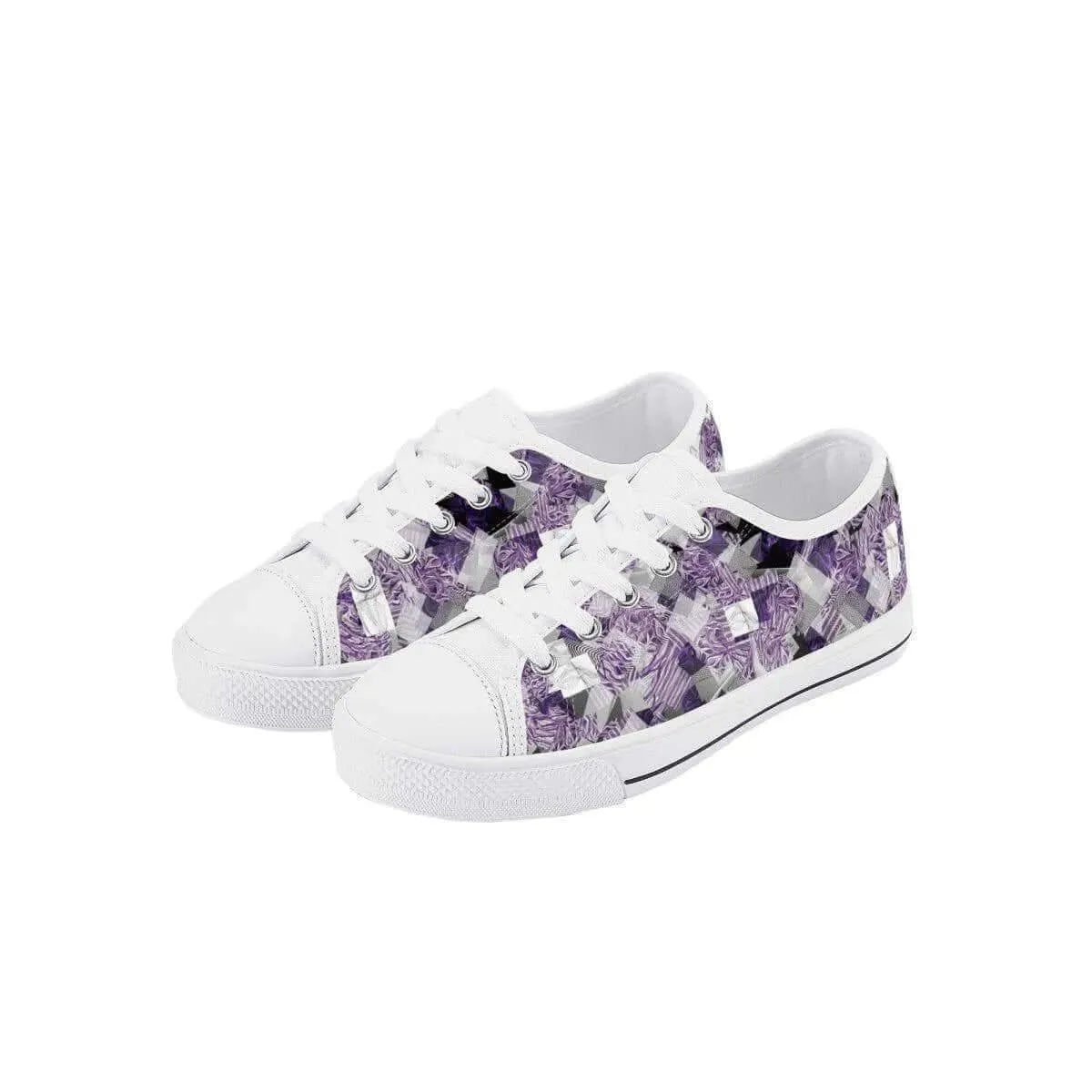 Purple White Low Top Shoes