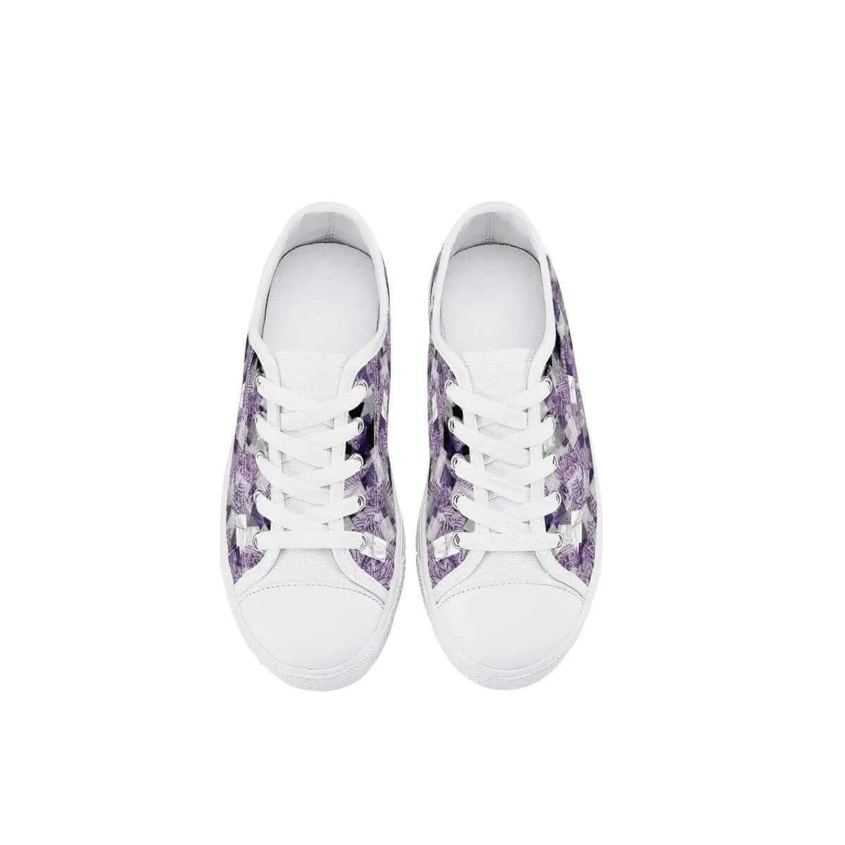 Purple White Low Top Shoes