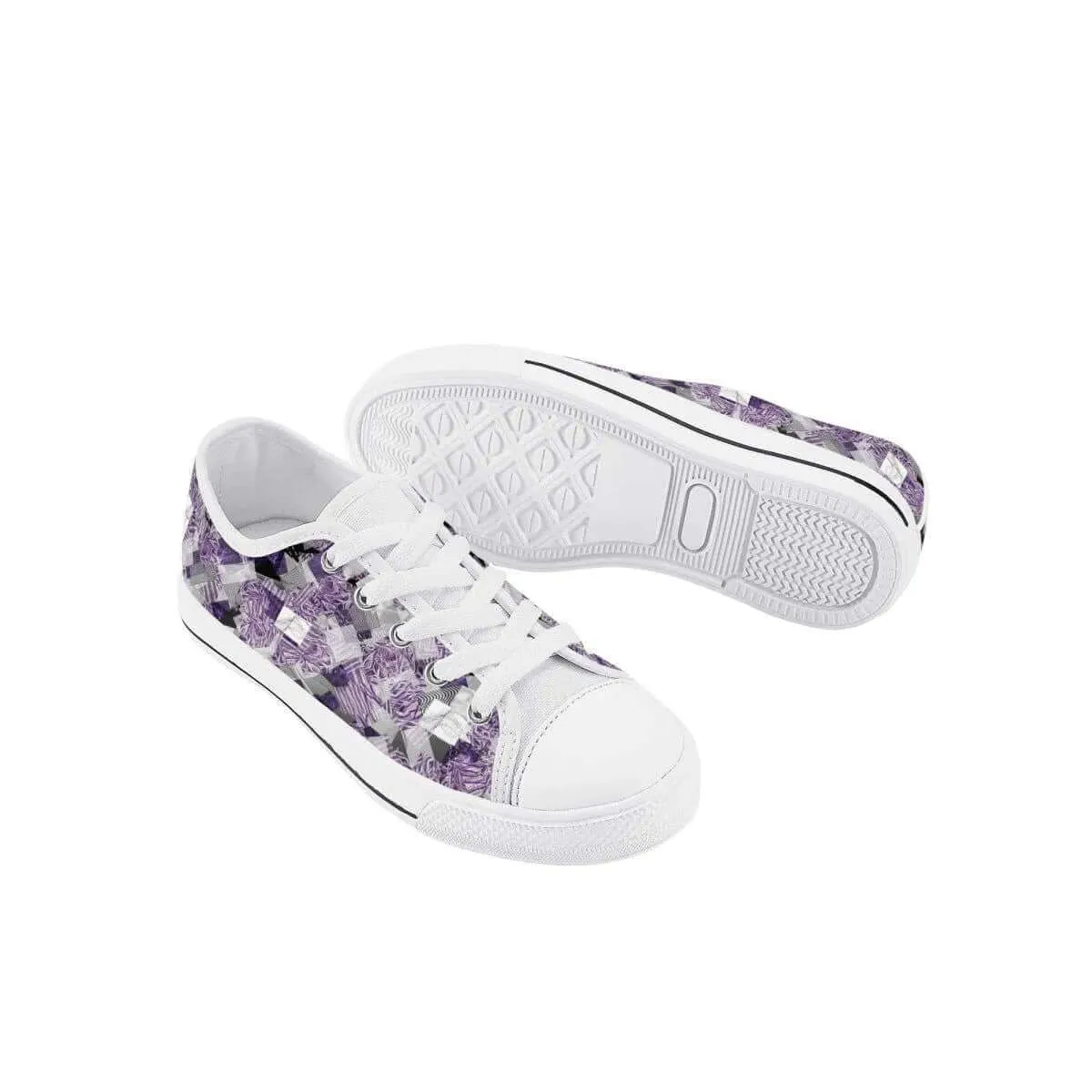 Purple White Low Top Shoes