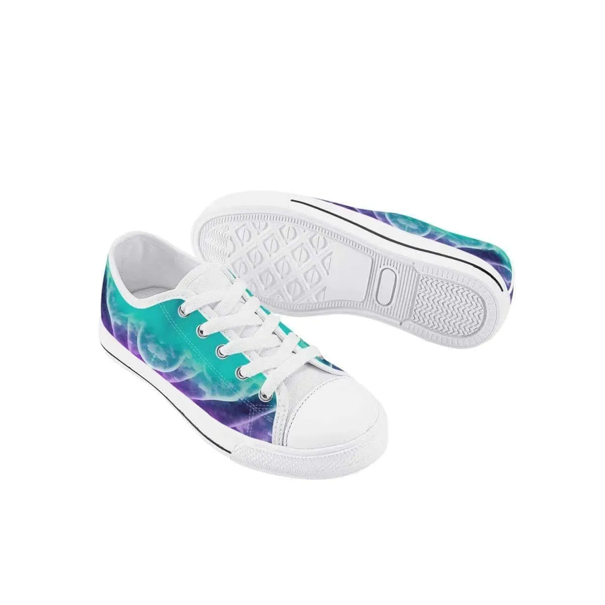 Purple White Low Top Shoes