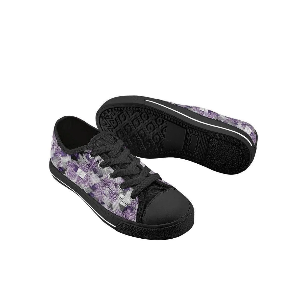 Purple White Low Top Shoes