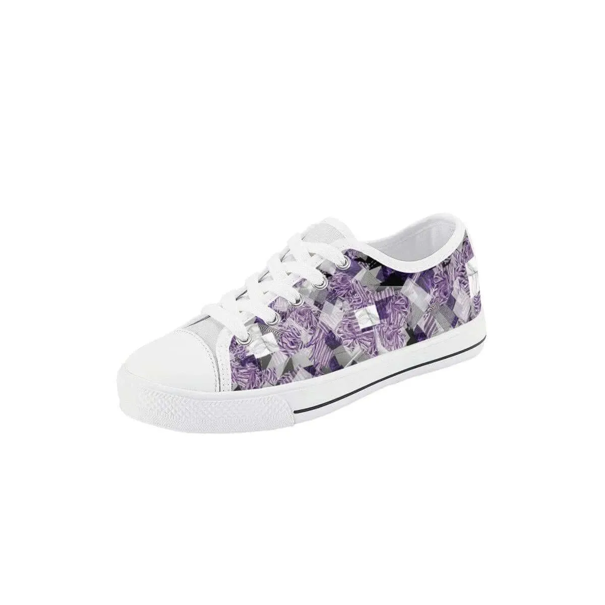 Purple White Low Top Shoes