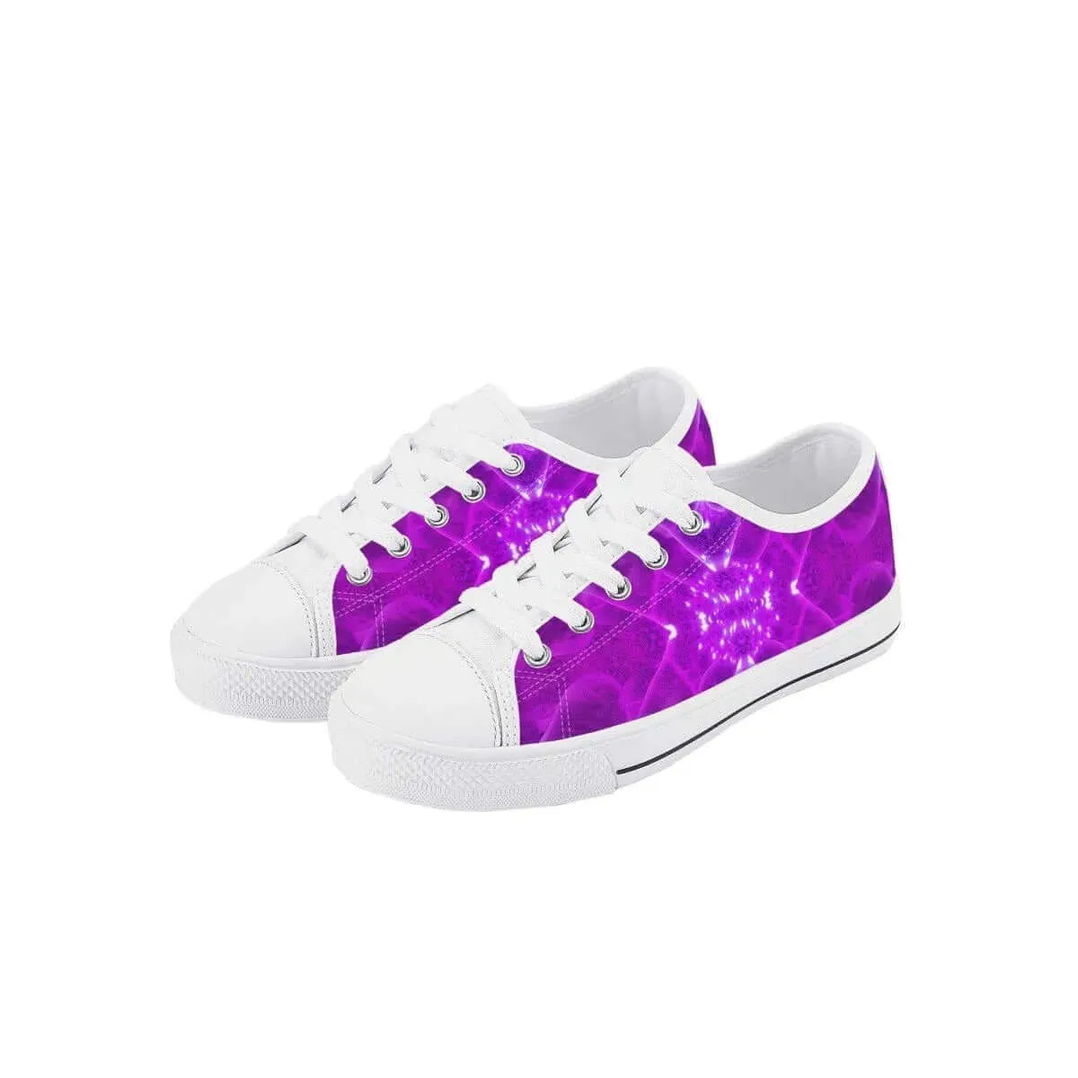 Purple White Low Top Shoes